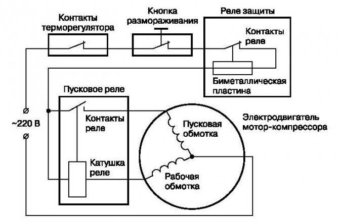 Схема подключения компрессора холодильника напрямую без реле