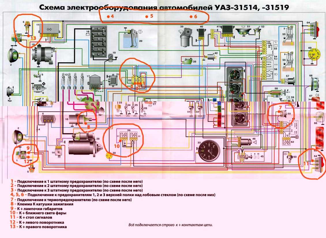 Электрическая схема уаз 390995 инжектор 409 двигатель