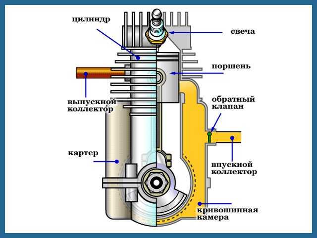 Как работает двухтактный двигатель на триммере